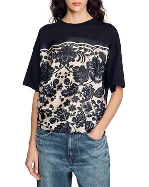 Sandro Floral Print Tee - Blue