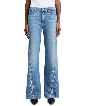 7 For All Mankind Twisted Lotta Embellished Flare Leg Jeans - Blue