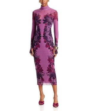 AFRM Shailene Printed Mesh Midi Dress - Purple