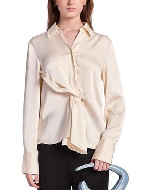 Kate Barton Draped Button Front Shirt - Natural