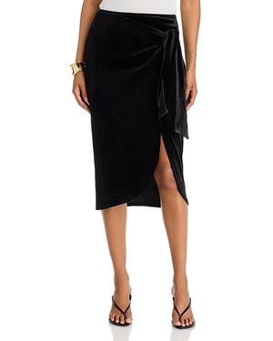 AREA STARS Draped Velvet Wrap Skirt - Black