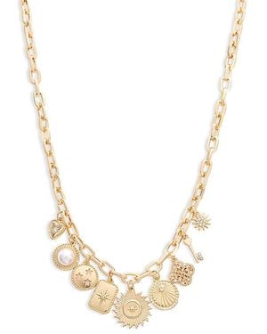 Aqua Charm Necklace, 16 - Metallic