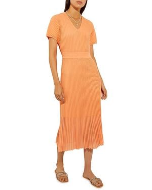 Misook Pleated Midi Dress - Orange