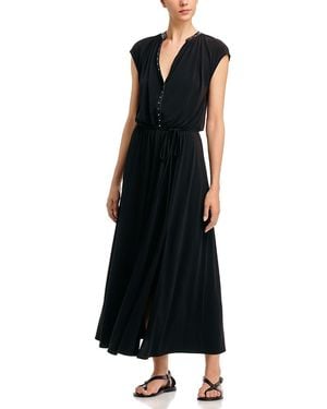 Vince Stud Trim Cap Sleeve Dress - Black