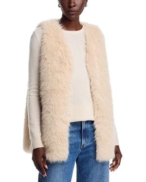 Surell Faux Fur Long Vest - Natural