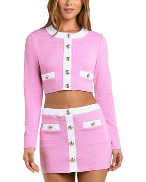 L'Agence Adaline Color Blocked Swim Cover-Up Cardigan - Purple
