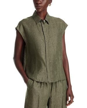 Herno Linen Boxy Vest - Green