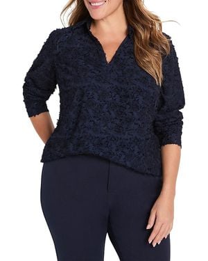 NIC+ZOE Any Occasion Clipped Jacquard Top - Blue