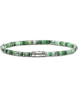 John Hardy Sterling Heishi Multi Stone Bead Bracelet - Green