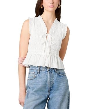 French Connection Rhodes Poplin Smocked Top - Blue
