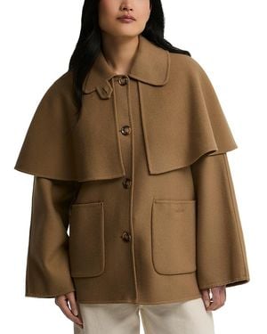 Barbour Aggy Wool Blend Cape Coat - Brown
