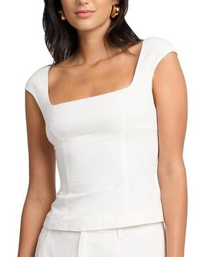Onia Linen Peplum Top - White