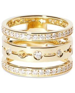 Dinh Van 18K Pulse Diamond Three Row Stack Look Ring - Metallic