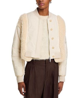 3.1 Phillip Lim Cropped Sherpa Combo Jacket - Natural