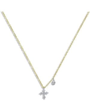 Meira T 14K & Diamond & Paperclip Cross Pendant Necklace, 0.10 Tcw - Metallic