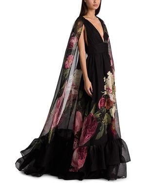 Alice + Olivia Roya Gown With Detachable Cape - Black