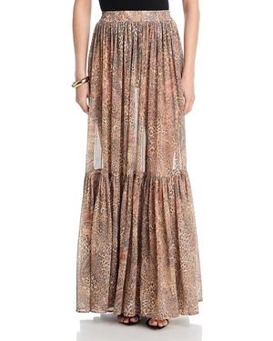L'Agence Ursie Smocked Waist Maxi Skirt - Brown