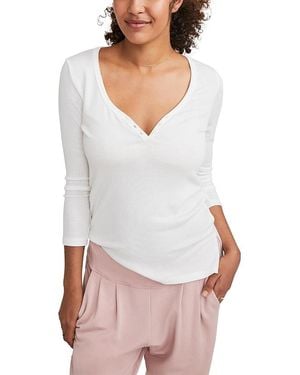 Hatch Collection The Rib Maternity Nursing Friendly Henley Top - White