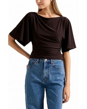 EVER NEW Paige Flutter Sleeves Tie Back Top - Black
