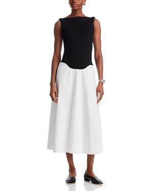 Moon River Off The Shoulder Drop Waist Midi Dress - White