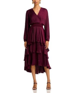Steve Madden Bei Surplice Neck Asymmetric Midi Dress - Red