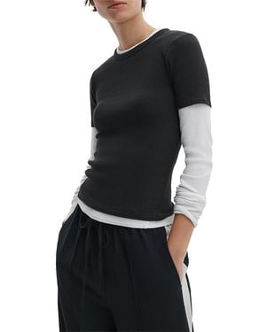 Rag & Bone The Essential Rib Crewneck Tee - Black