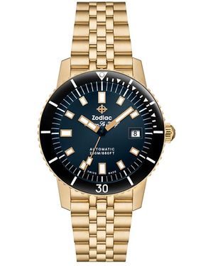 Zodiac Compression Diver Automatic 18K-Plated Watch, 40Mm - Metallic