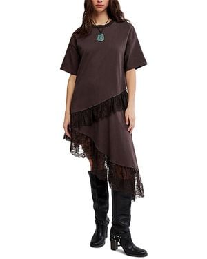 Free People Frosted Lace Layered Tee - Black