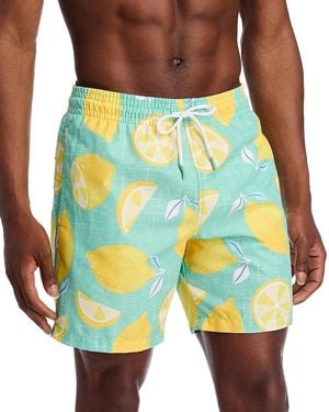 Trunks Surf & Swim Sano Lemon Print 6.5 Swim Trunks - Blue