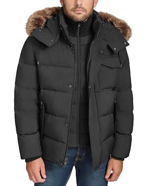 Andrew Marc Forester Faux Fur Trim Down Jacket - Black