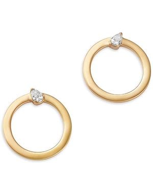 Moon & Meadow 14K Pear Cut Diamond Front Facing Hoop Earrings, 0.10 Tcw - Metallic