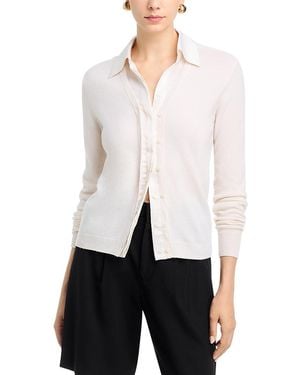 Vince Cashmere Mixed Media Cardigan Sweater - White
