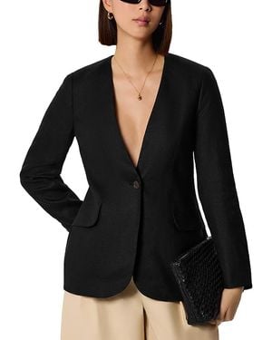 Whistles Linen Collarless Blazer - Black