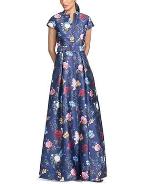 Sachin & Babi Marta Belted Shirtdress Gown - Blue