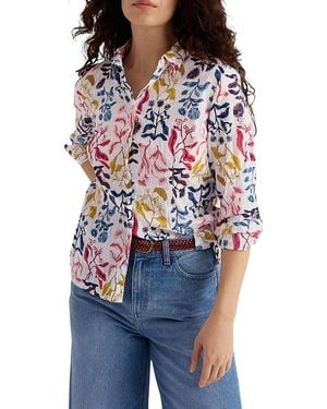 Seasalt Cornwall Larissa Crinkled Cotton 3/4 Sleeve Shirt - Blue