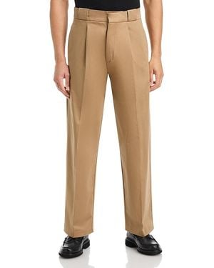 HUGO Riko Relaxed Fit Cotton Blend Pleated Pants - Natural