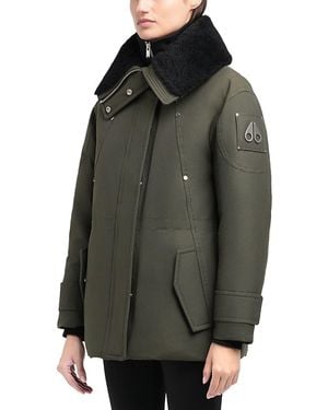 Moose Knuckles Aurora Shearling Trim Down Jacket - Gray