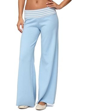 Edikted Clarisse Stripey Flared Knit Pants - Blue