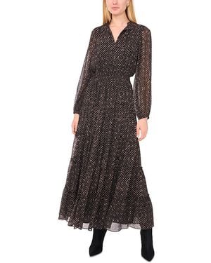 1.STATE Tie Neck Tiered Maxi Dress - Brown
