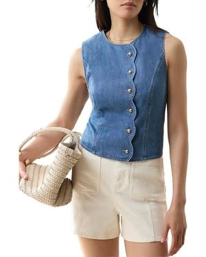 Mint Velvet Denim Scallop Detail Waistcoat - Blue