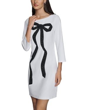Karl Lagerfeld Scuba Crepe Bow Embellished Sheath Dress - White