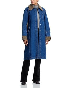 3.1 Phillip Lim Denim Combo Trench Coat - Blue