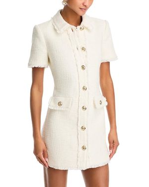 Cinq À Sept Pammy Button Front Tweed Dress - White