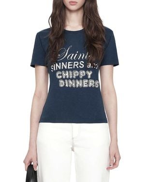 AllSaints Chippy Hela Graphic Cotton Tee - Blue