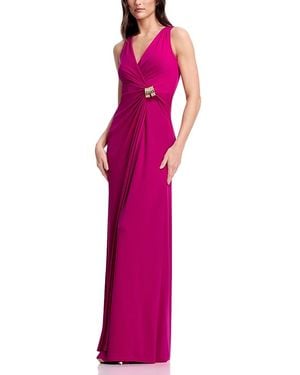 Dress the Population Deb Deep V Pleated Wrap A Line Maxi Dress - Pink