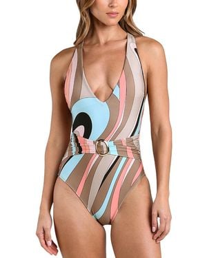 L'Agence Abstract Swirl Lisa One Piece Swimsuit - White