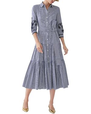 Carolina Herrera Belted Embroidered Dress - Blue