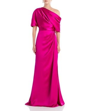 Amsale Draped Satin One Shoulder Dress - Pink