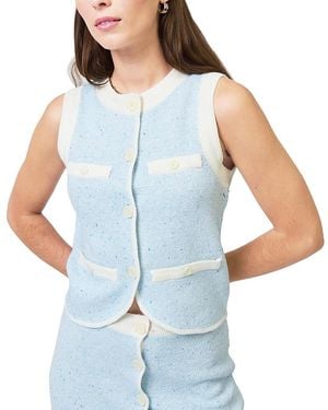 Central Park West Celeste Tweed Yarn Vest - Blue