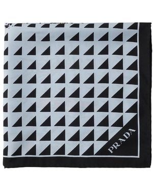 Prada Printed Silk Twill Scarf, 55 X 55 Cm - Black